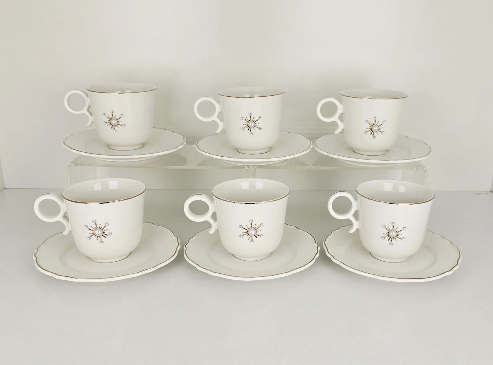 White teaset with stonework