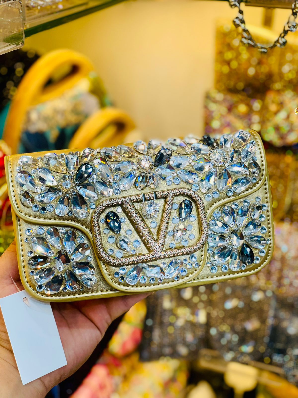 Valentino clutch high quality stonework master replica