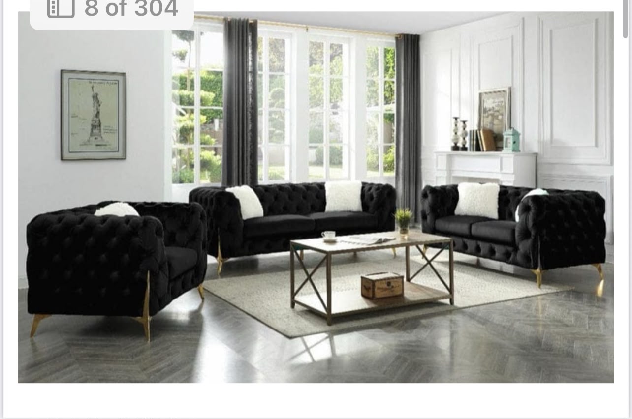 Sofa set black colour luxury 5 seater
