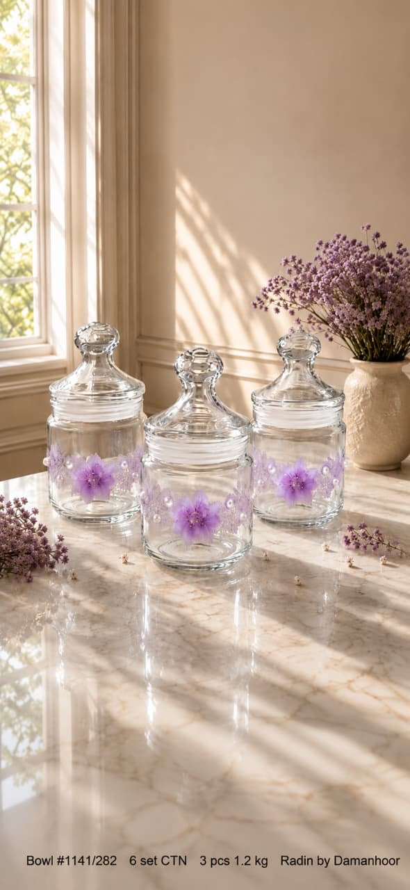 Beautifull jars sets with 3d flowers high quality
