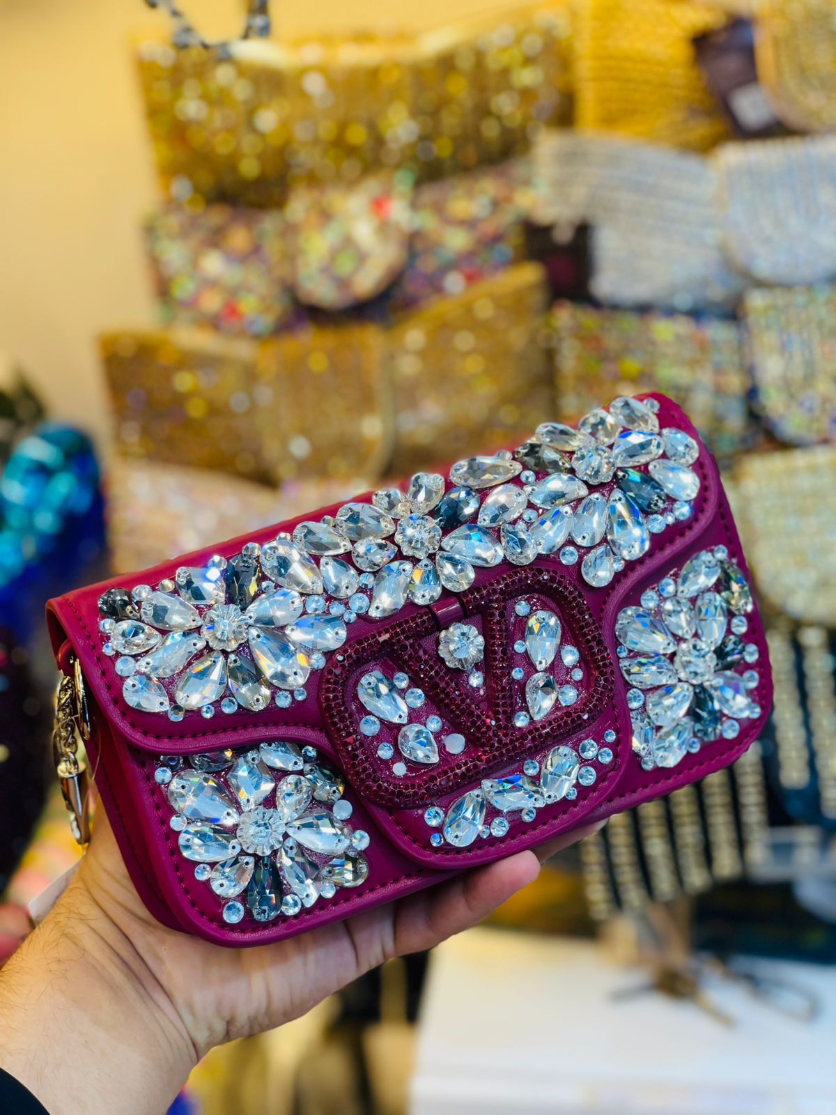 Valentino clutch high quality stonework master replica