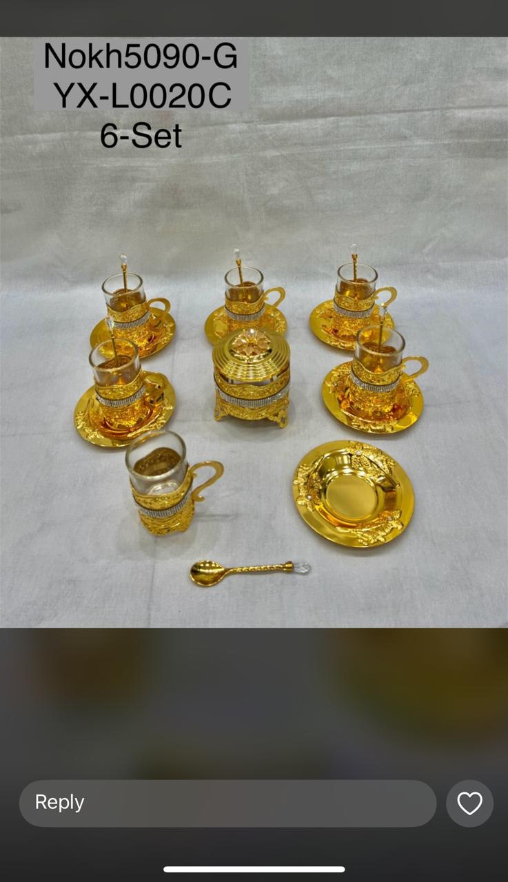 Golden tea set with stone work high quality  set