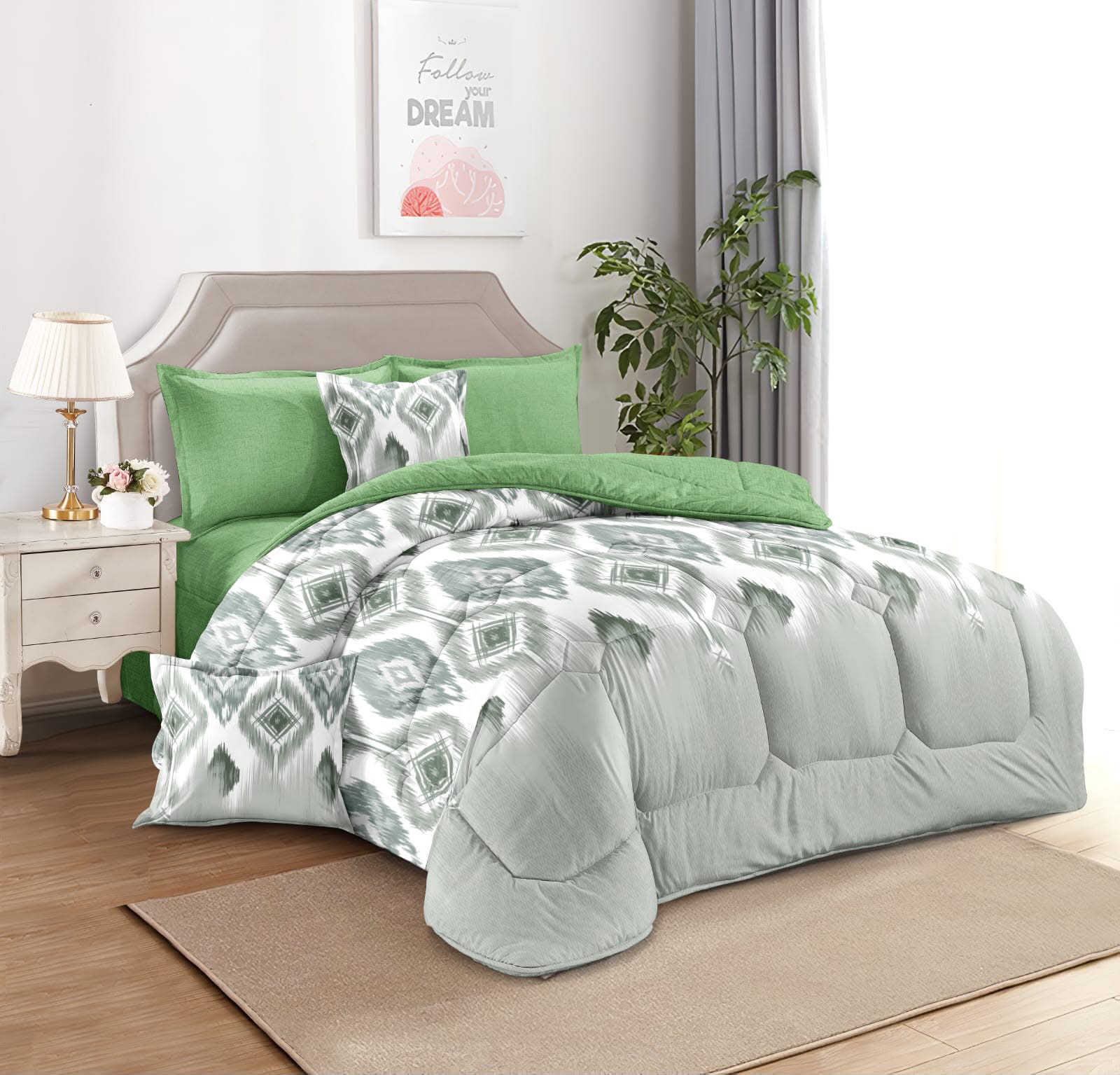 Cotton comferter bedset witfilling 6 pc set king size