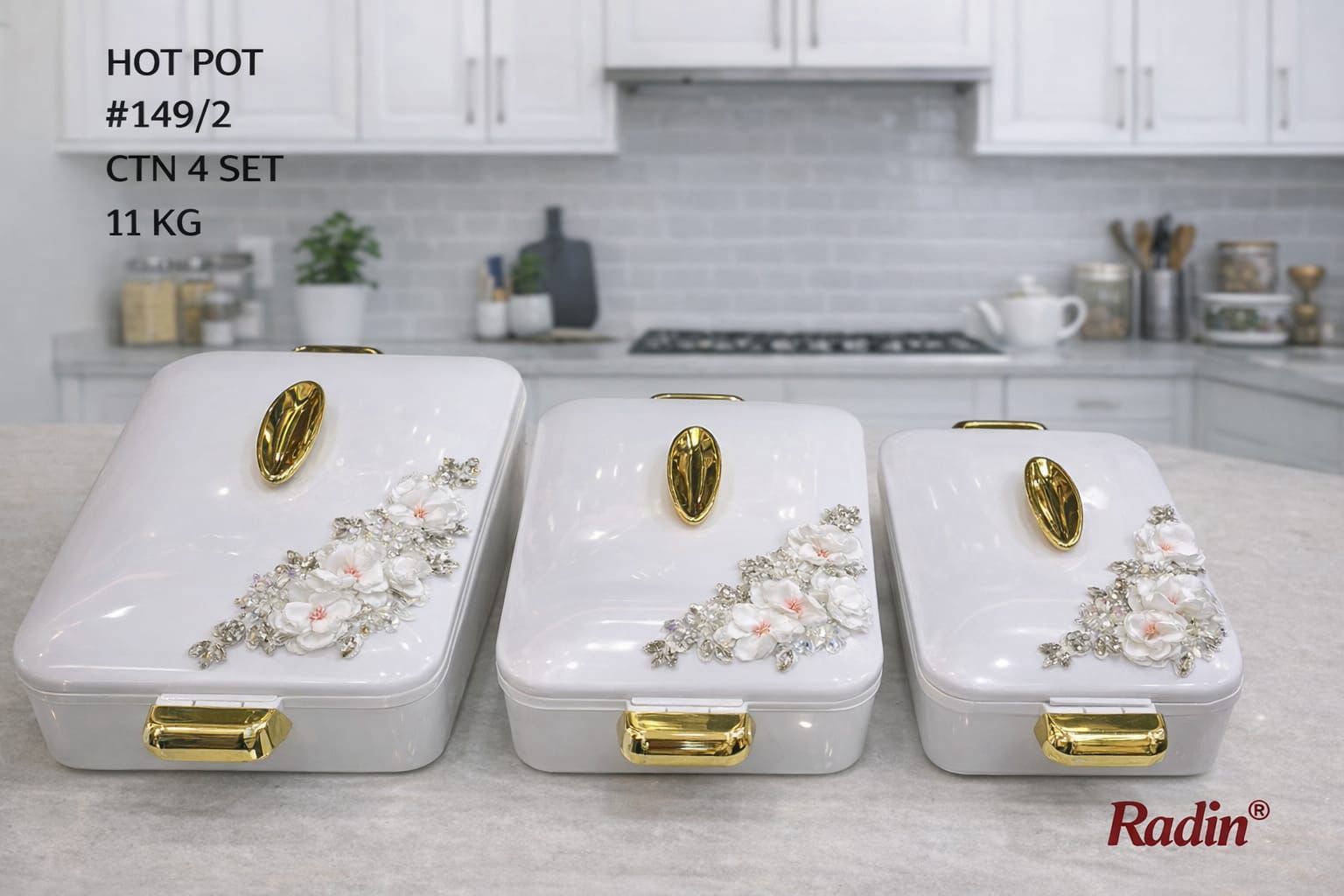 Hotpot set with 3d flowers high quality 3 pc set