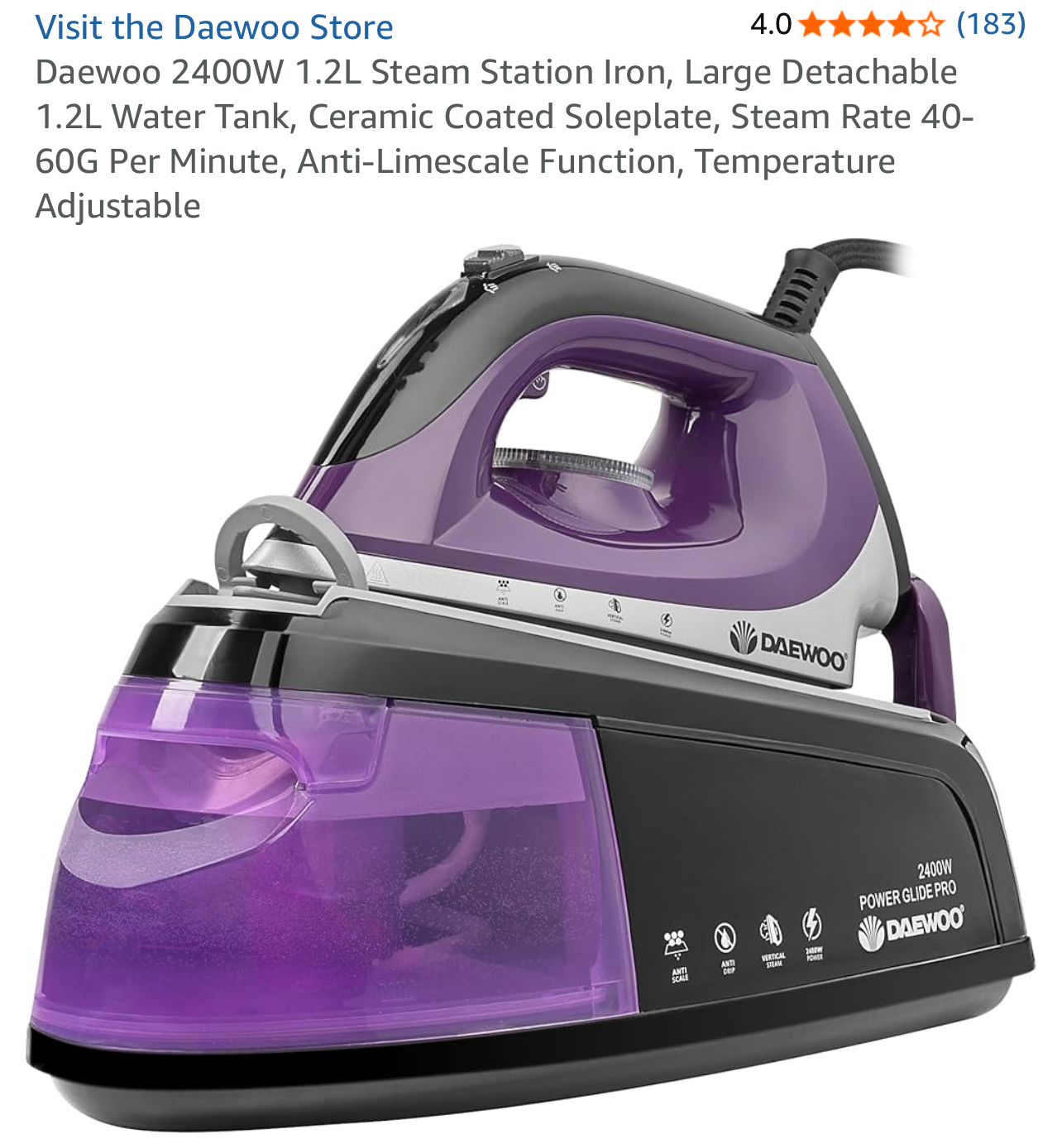 Deawoo steam iron high quality