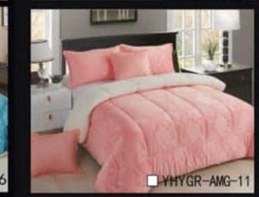 Pink colour shaggys comforter set soft welvet 6 pc bedset